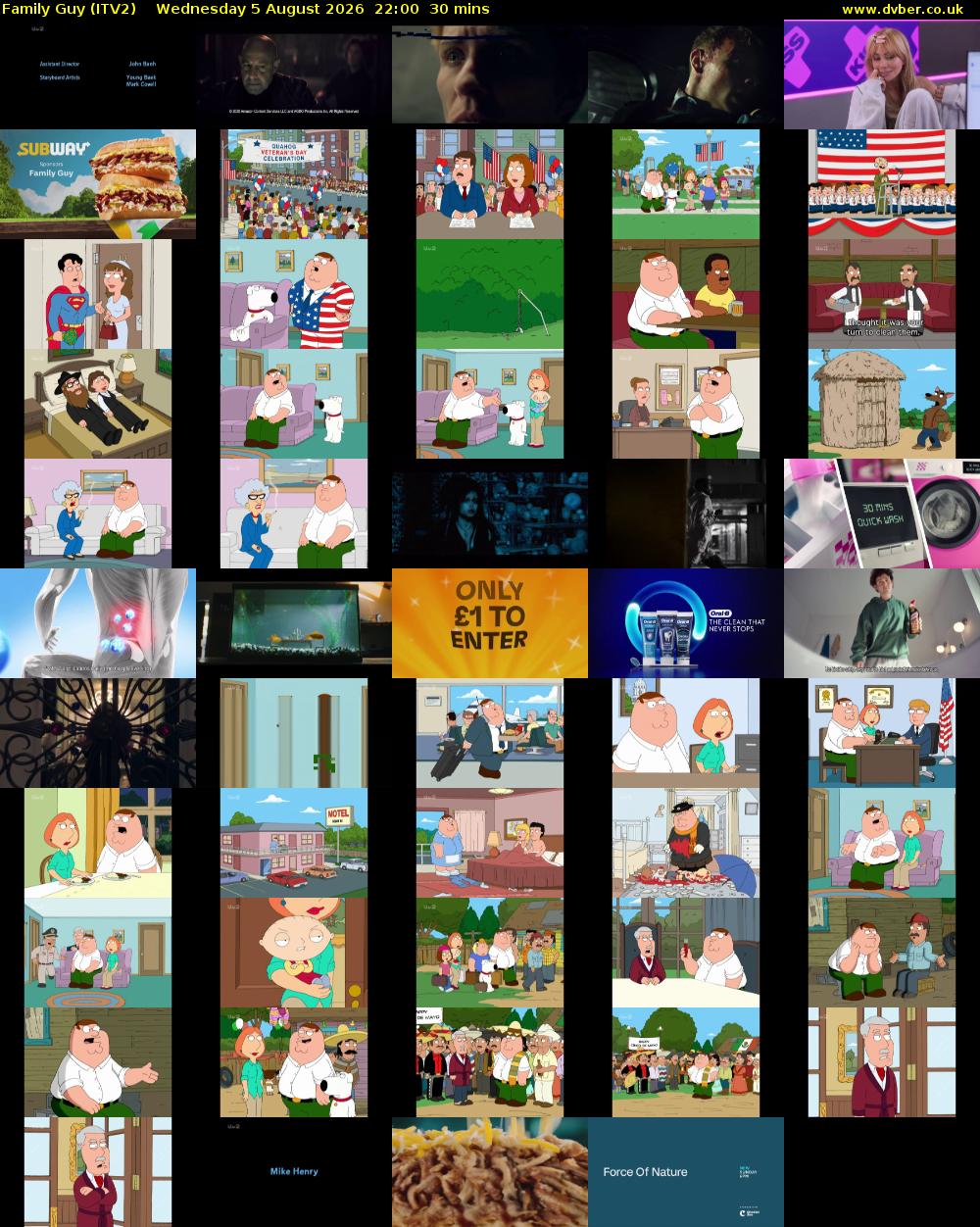 Family Guy (ITV2) Wednesday 5 August 2026 22:00 - 22:30
