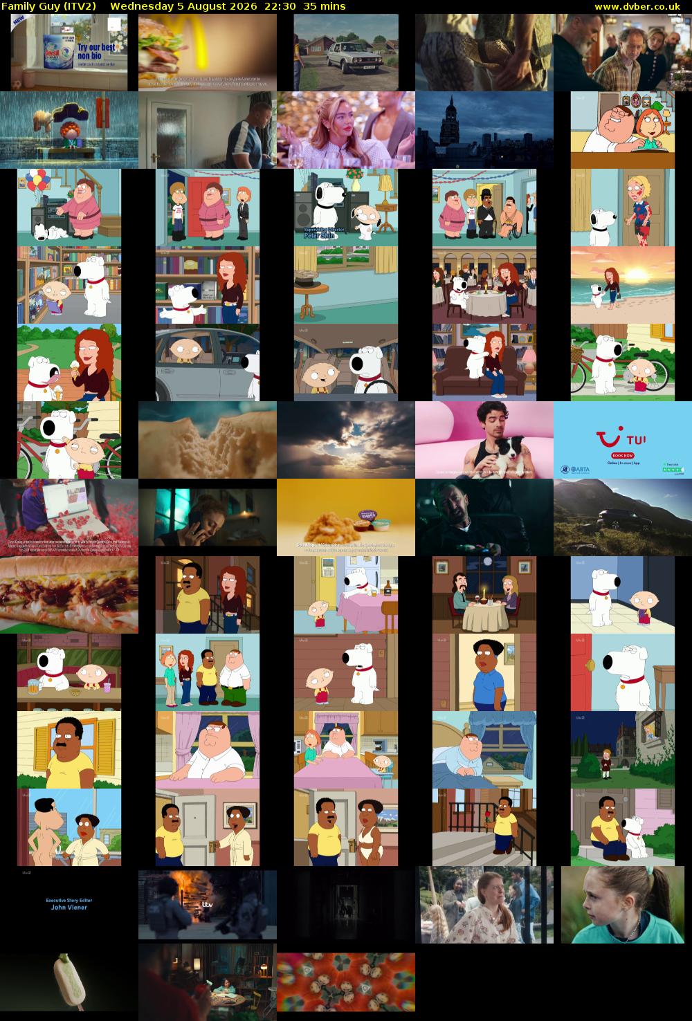 Family Guy (ITV2) Wednesday 5 August 2026 22:30 - 23:05