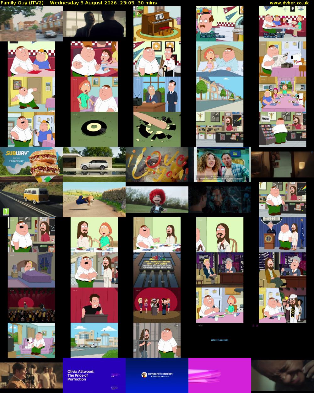 Family Guy (ITV2) Wednesday 5 August 2026 23:05 - 23:35