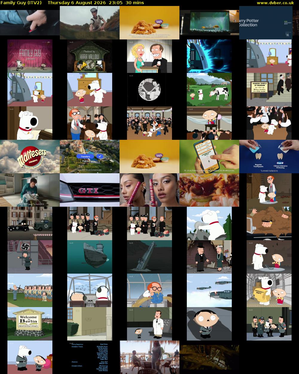 Family Guy (ITV2) Thursday 6 August 2026 23:05 - 23:35