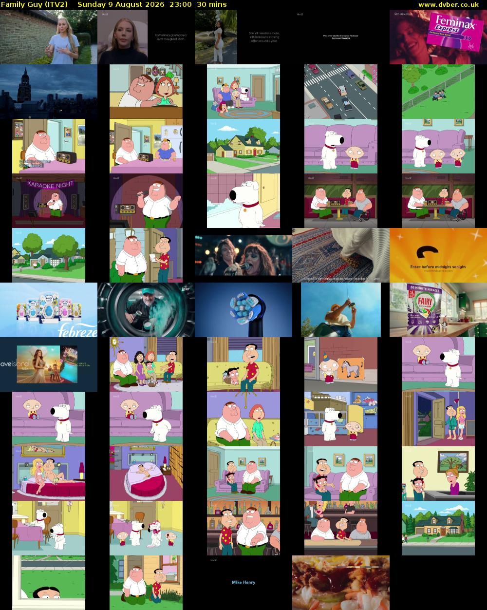 Family Guy (ITV2) Sunday 9 August 2026 23:00 - 23:30