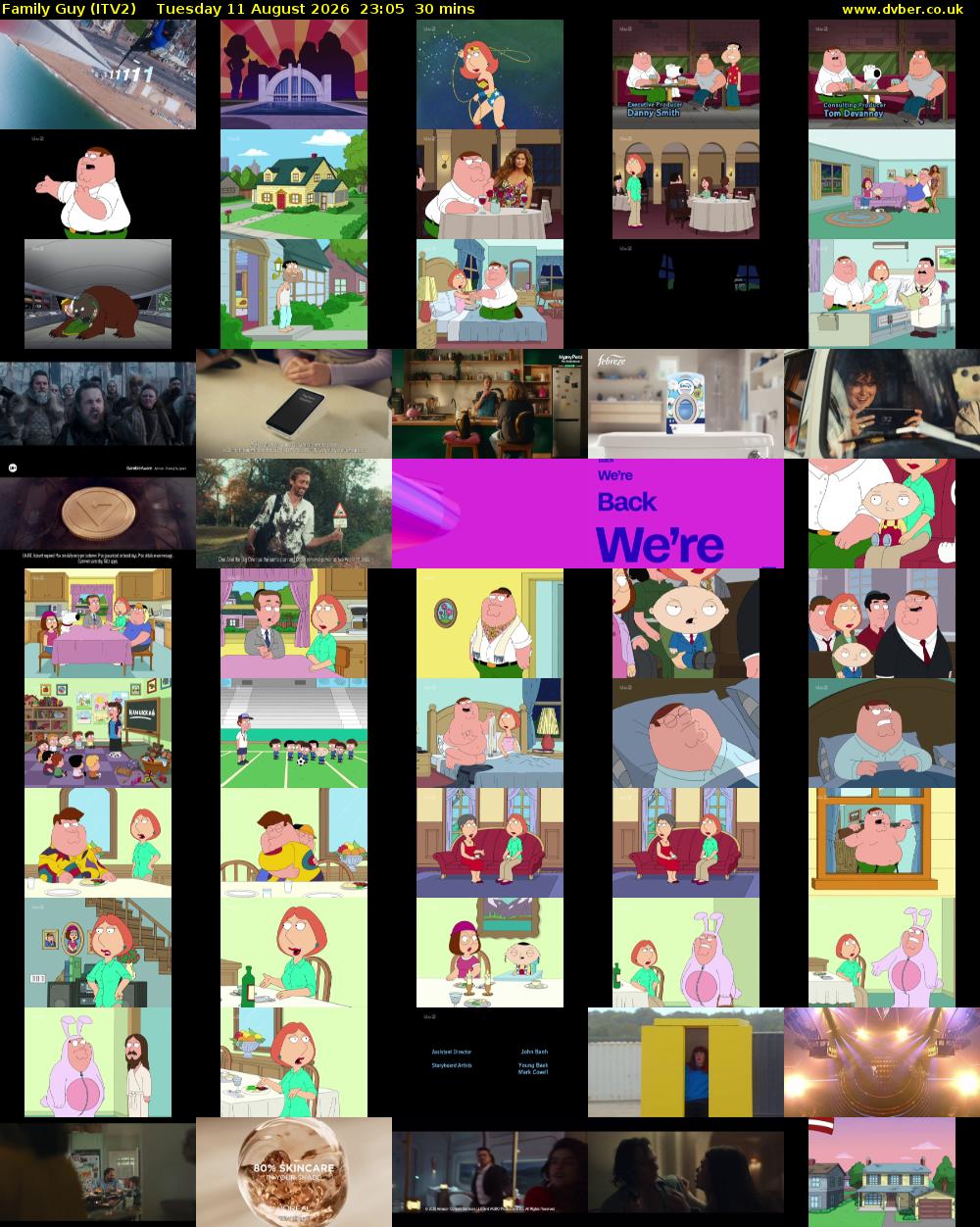 Family Guy (ITV2) Tuesday 11 August 2026 23:05 - 23:35