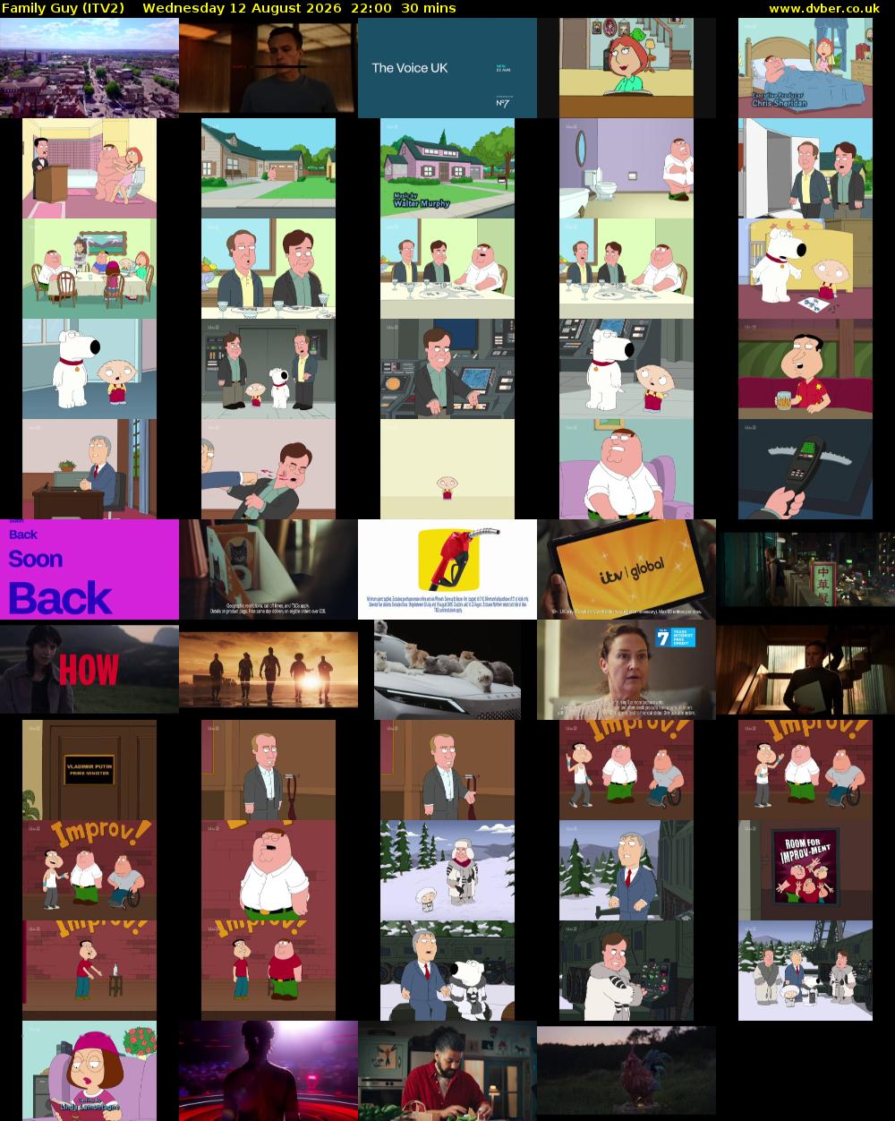 Family Guy (ITV2) Wednesday 12 August 2026 22:00 - 22:30