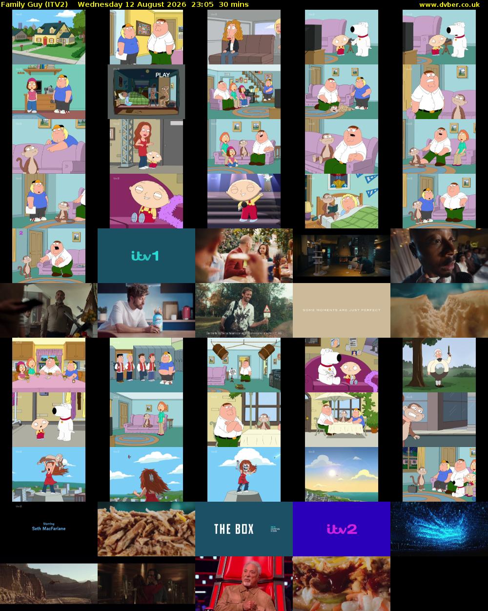 Family Guy (ITV2) Wednesday 12 August 2026 23:05 - 23:35