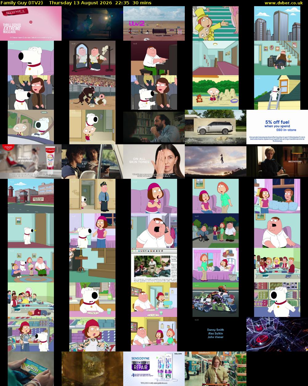 Family Guy (ITV2) Thursday 13 August 2026 22:35 - 23:05