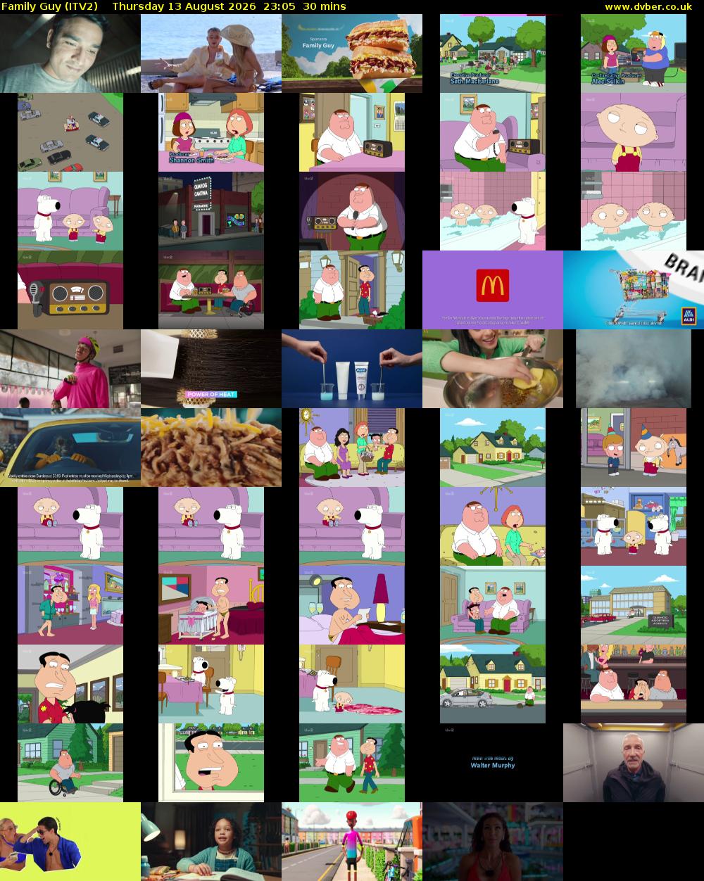Family Guy (ITV2) Thursday 13 August 2026 23:05 - 23:35