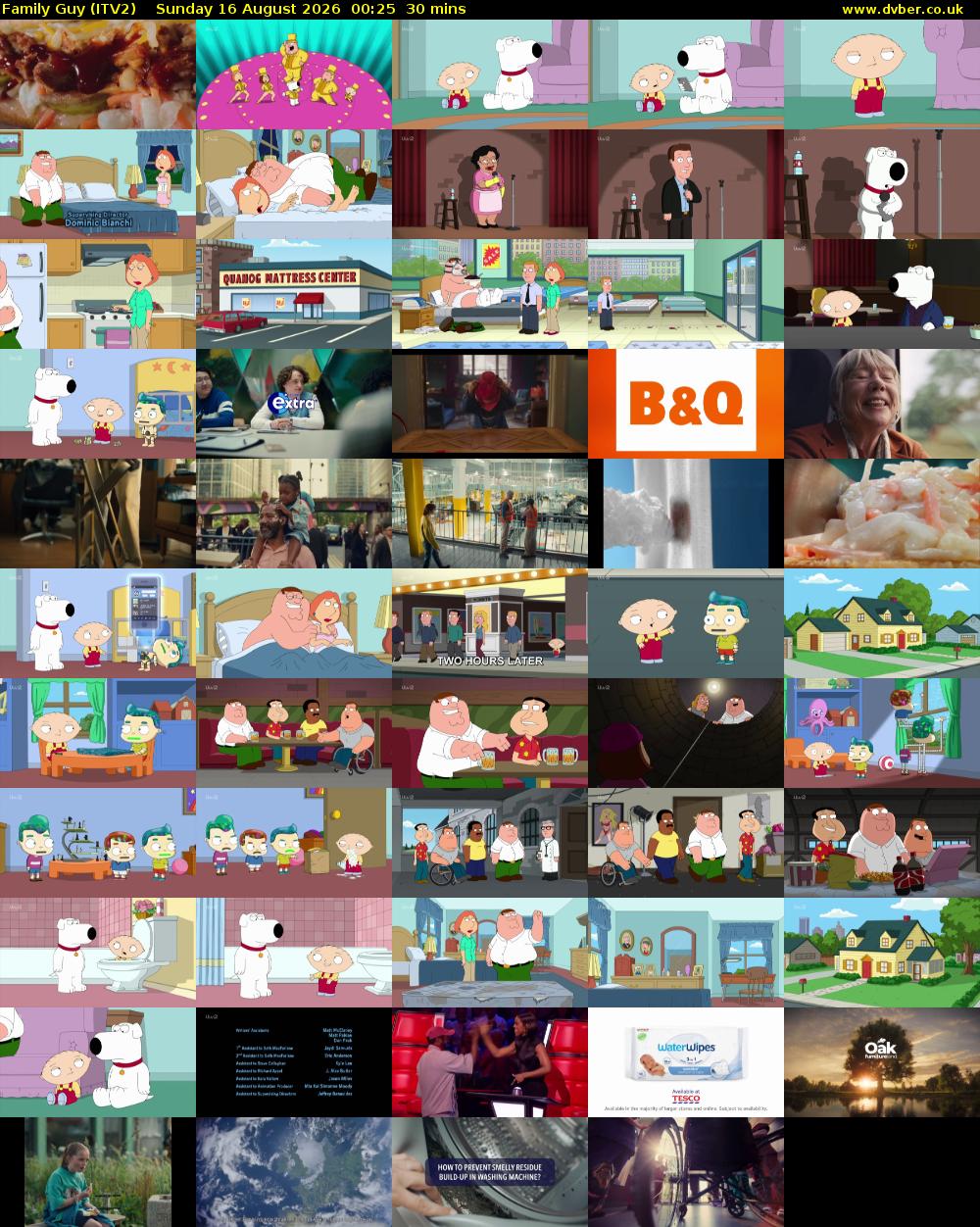 Family Guy (ITV2) Sunday 16 August 2026 00:25 - 00:55