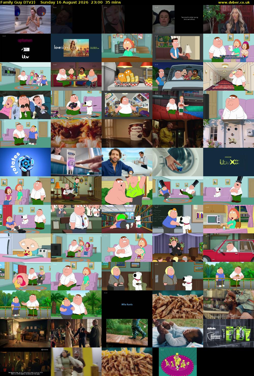 Family Guy (ITV2) Sunday 16 August 2026 23:00 - 23:35