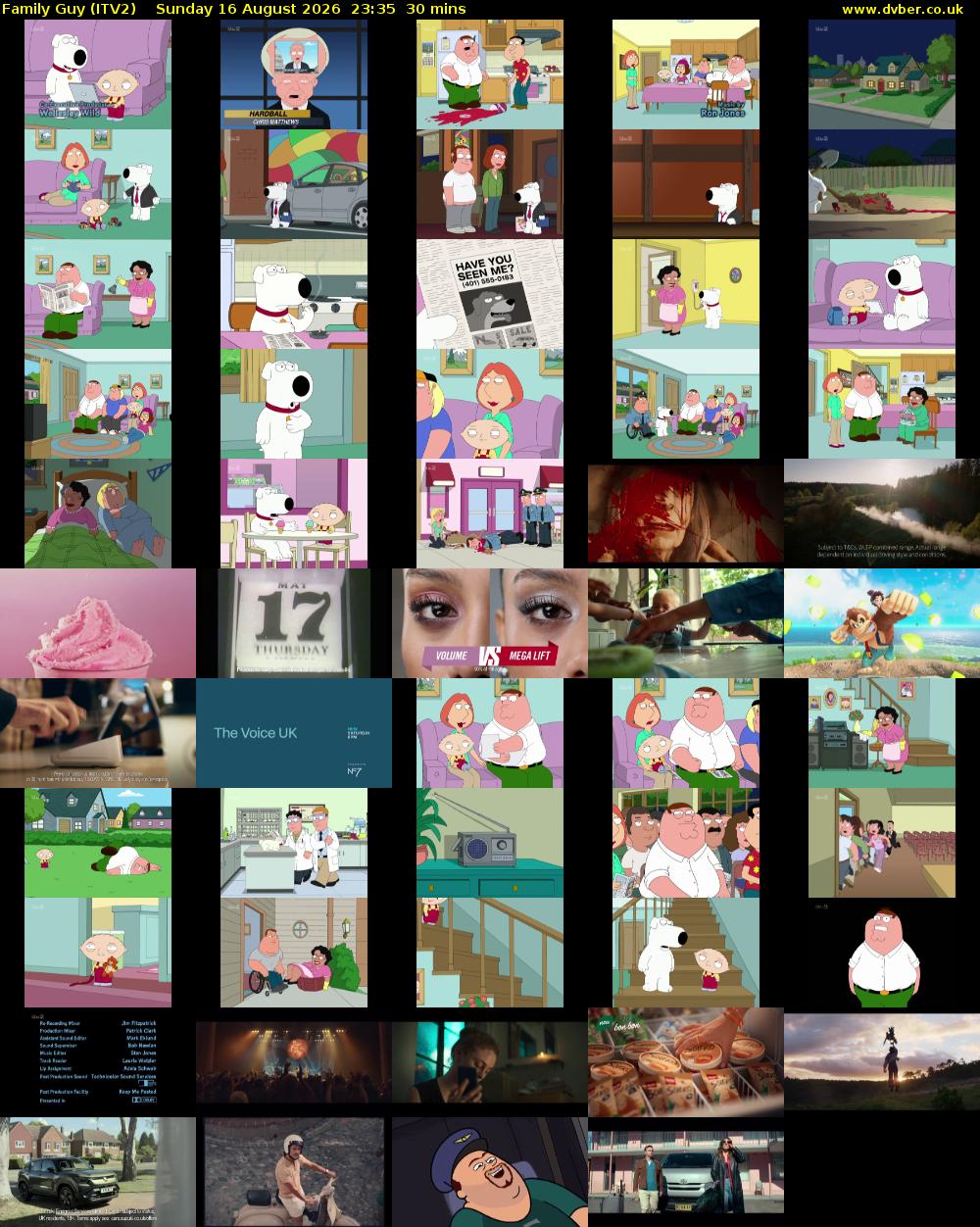 Family Guy (ITV2) Sunday 16 August 2026 23:35 - 00:05