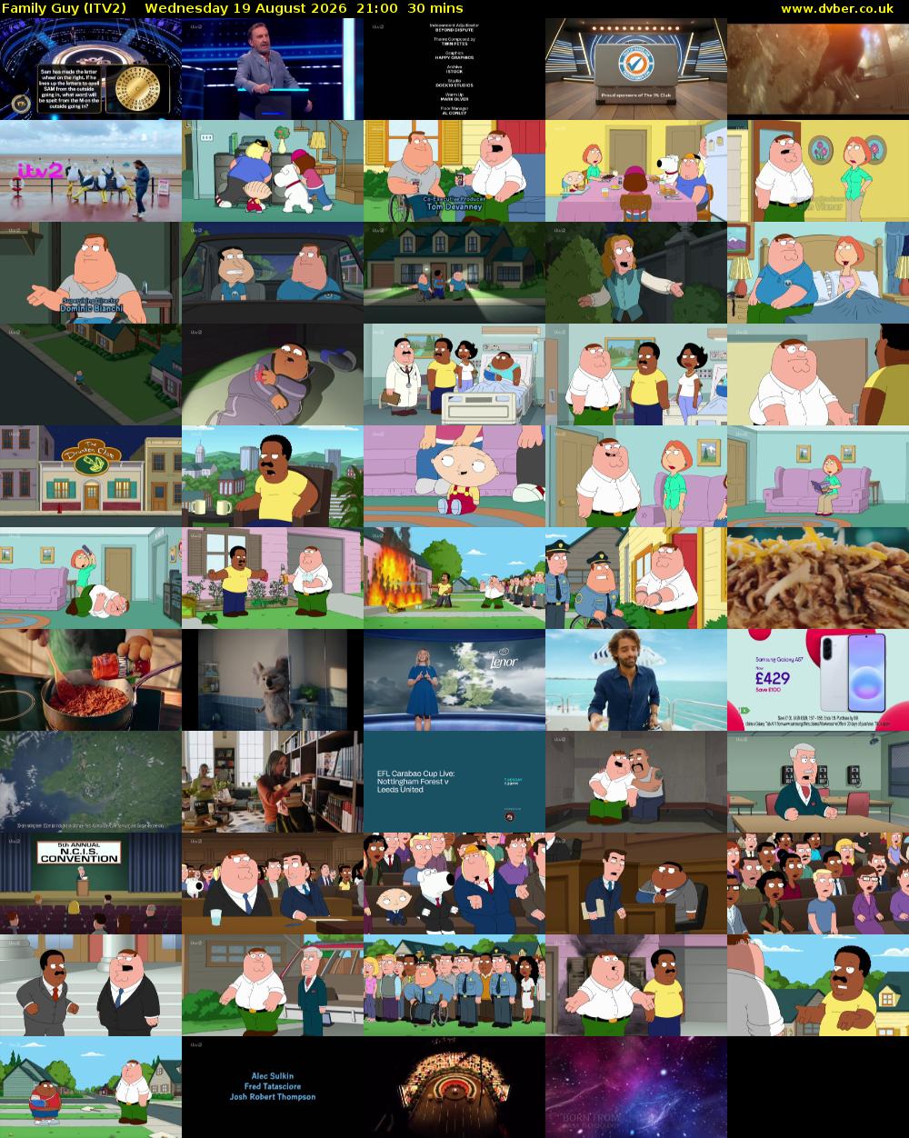 Family Guy (ITV2) Wednesday 19 August 2026 21:00 - 21:30