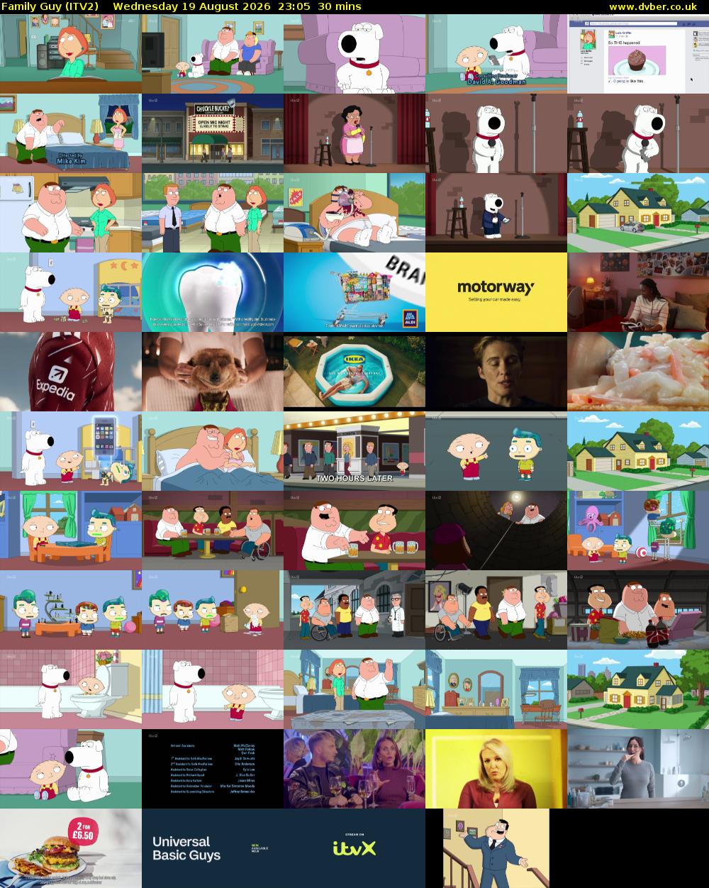 Family Guy (ITV2) Wednesday 19 August 2026 23:05 - 23:35