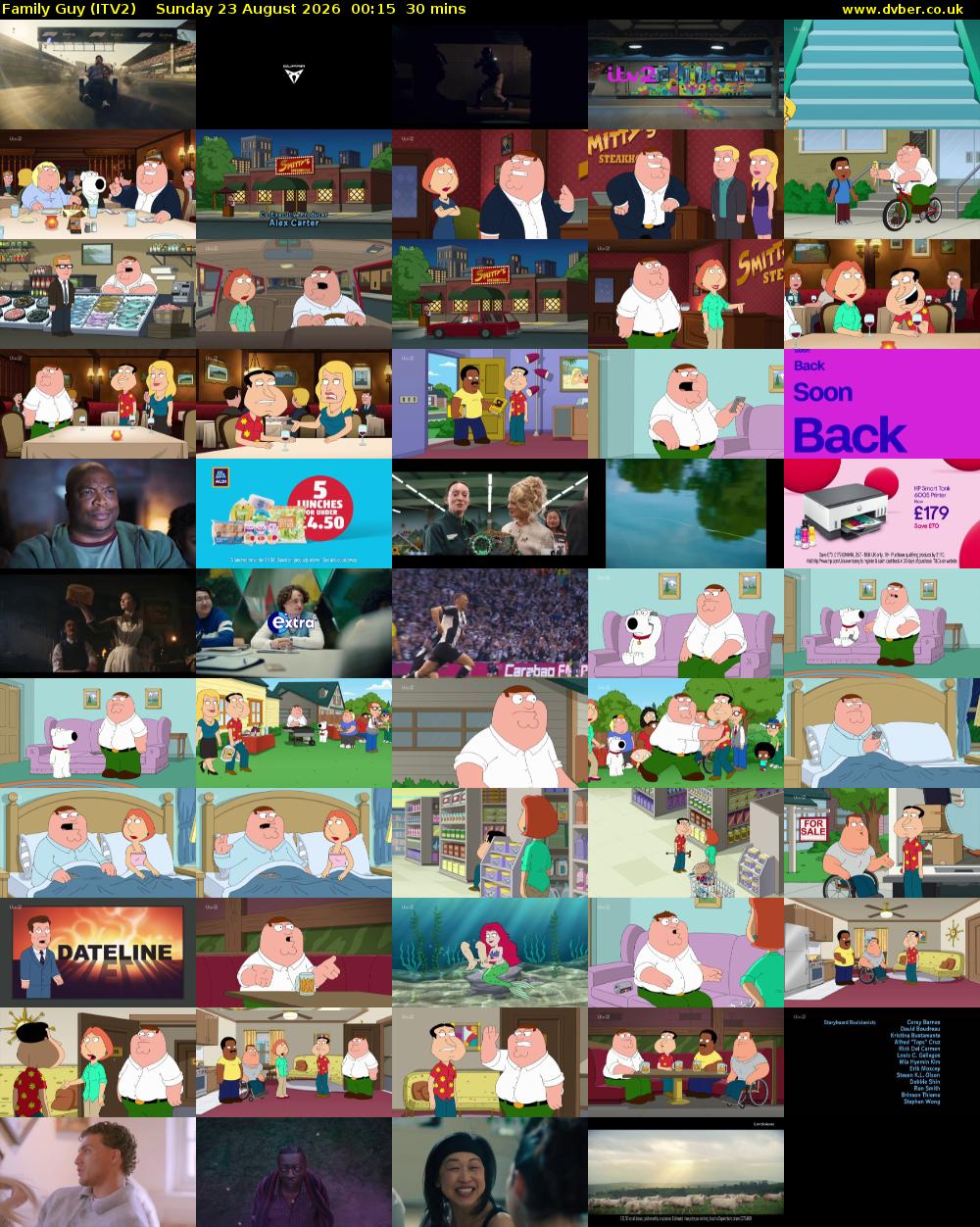 Family Guy (ITV2) Sunday 23 August 2026 00:15 - 00:45