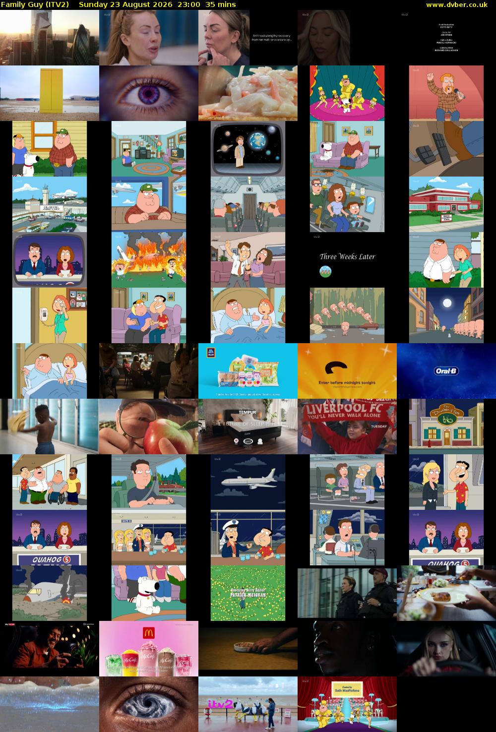 Family Guy (ITV2) Sunday 23 August 2026 23:00 - 23:35