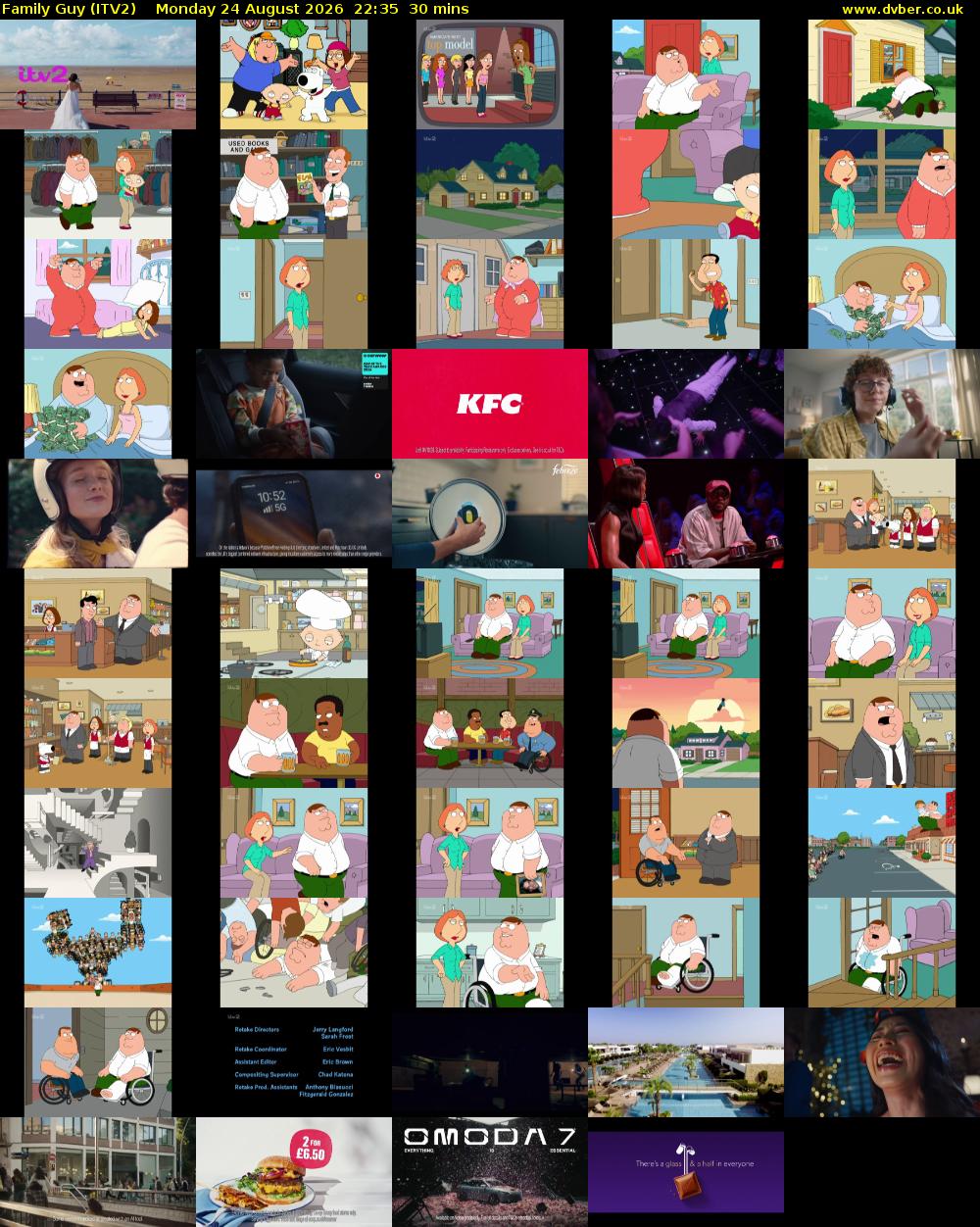 Family Guy (ITV2) Monday 24 August 2026 22:35 - 23:05