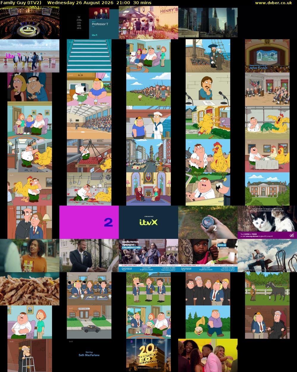 Family Guy (ITV2) Wednesday 26 August 2026 21:00 - 21:30