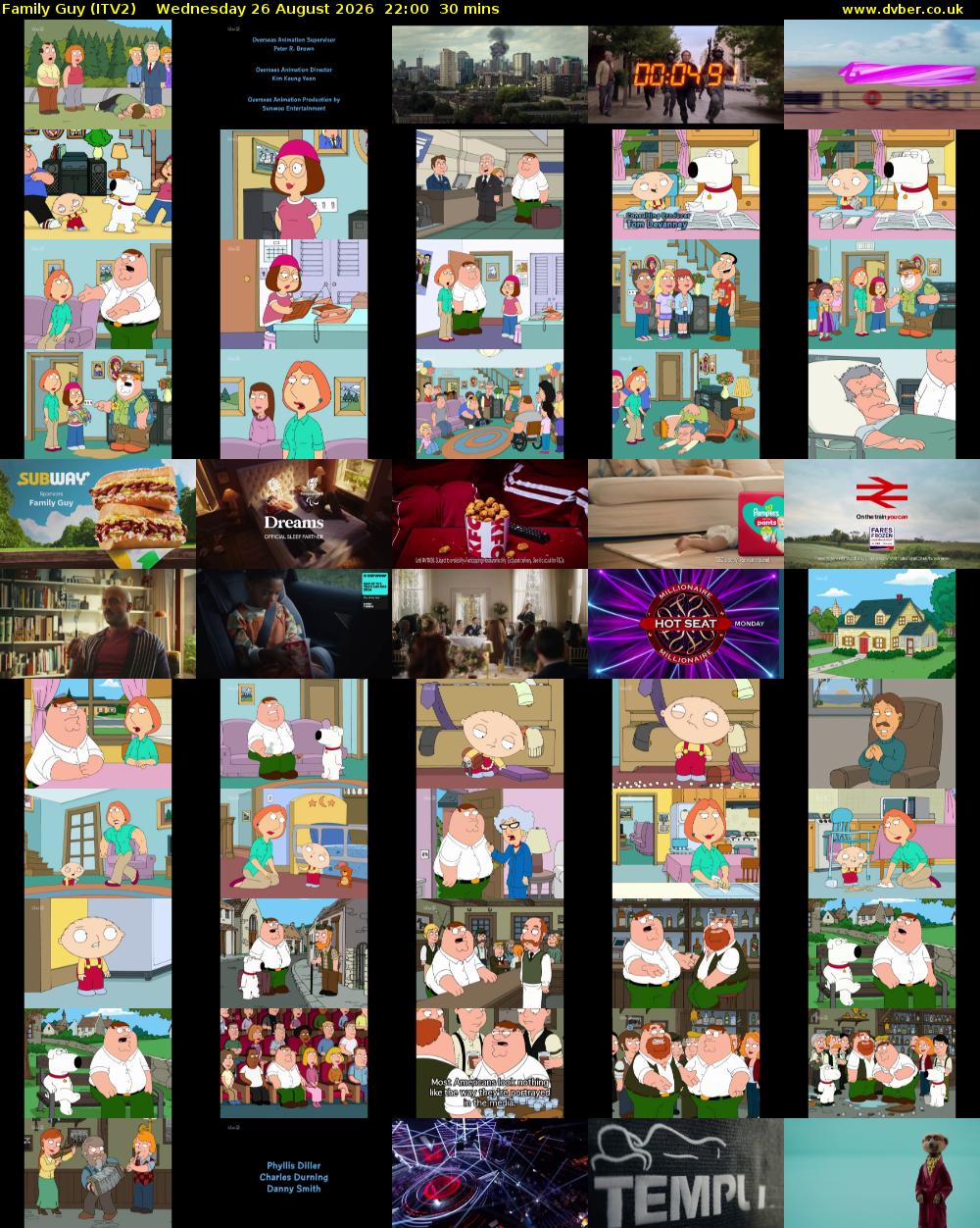 Family Guy (ITV2) Wednesday 26 August 2026 22:00 - 22:30