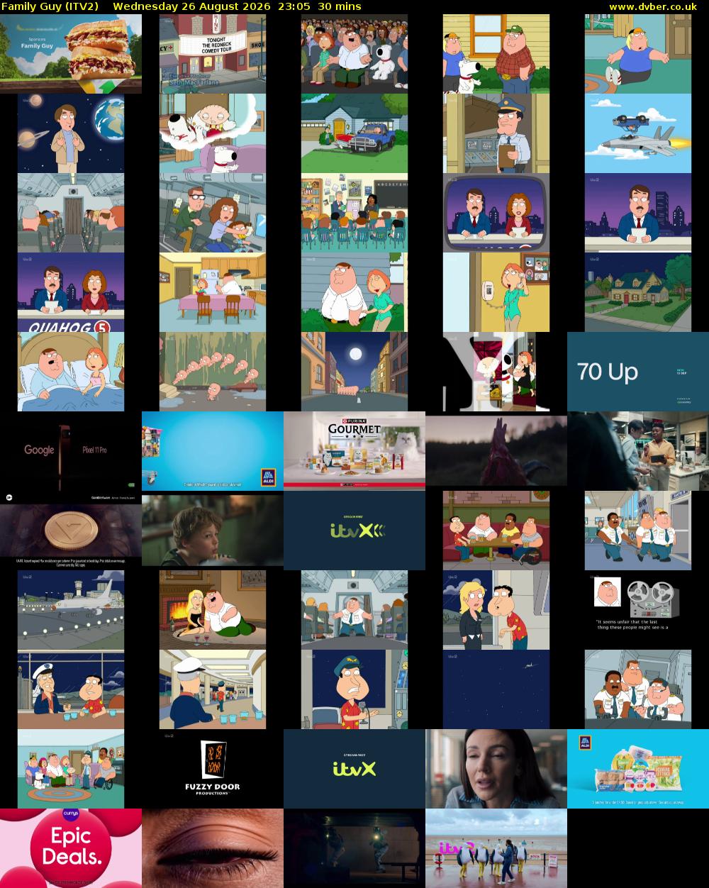 Family Guy (ITV2) Wednesday 26 August 2026 23:05 - 23:35