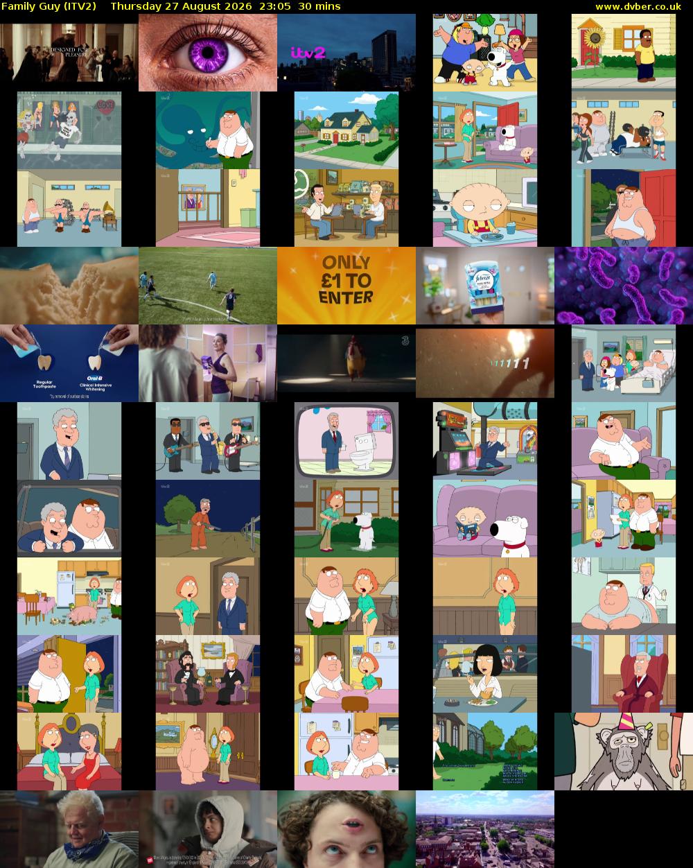 Family Guy (ITV2) Thursday 27 August 2026 23:05 - 23:35
