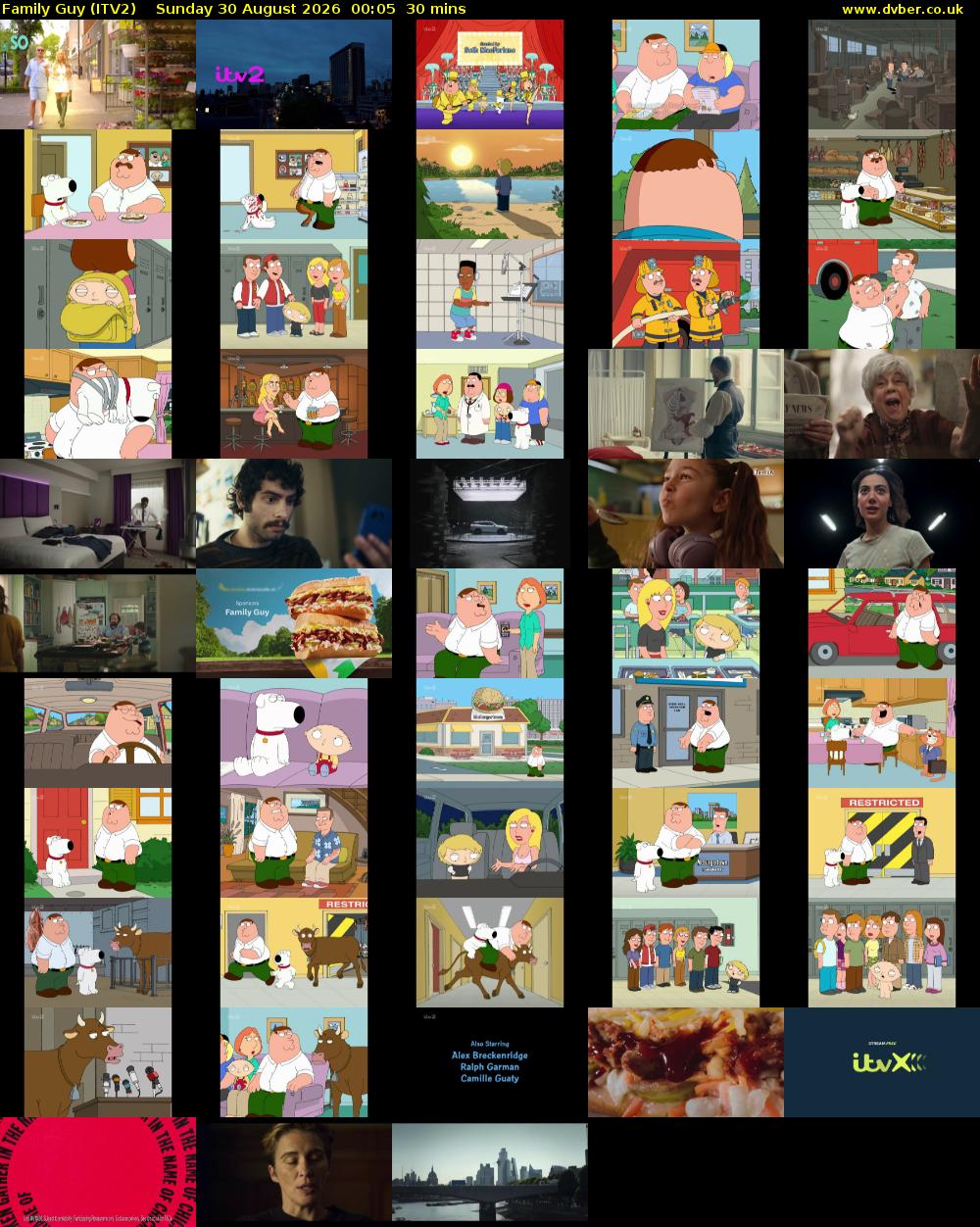 Family Guy (ITV2) Sunday 30 August 2026 00:05 - 00:35
