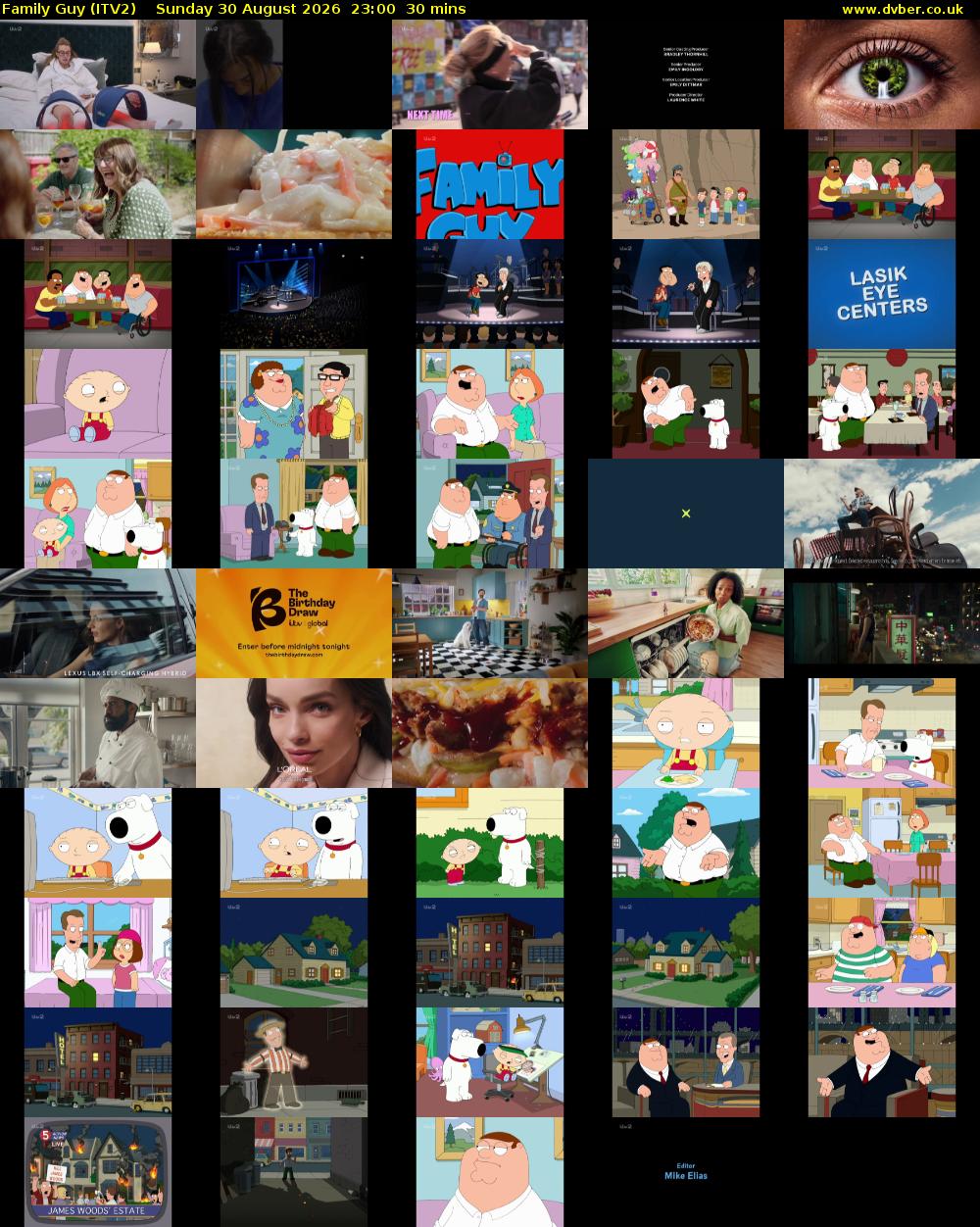 Family Guy (ITV2) Sunday 30 August 2026 23:00 - 23:30