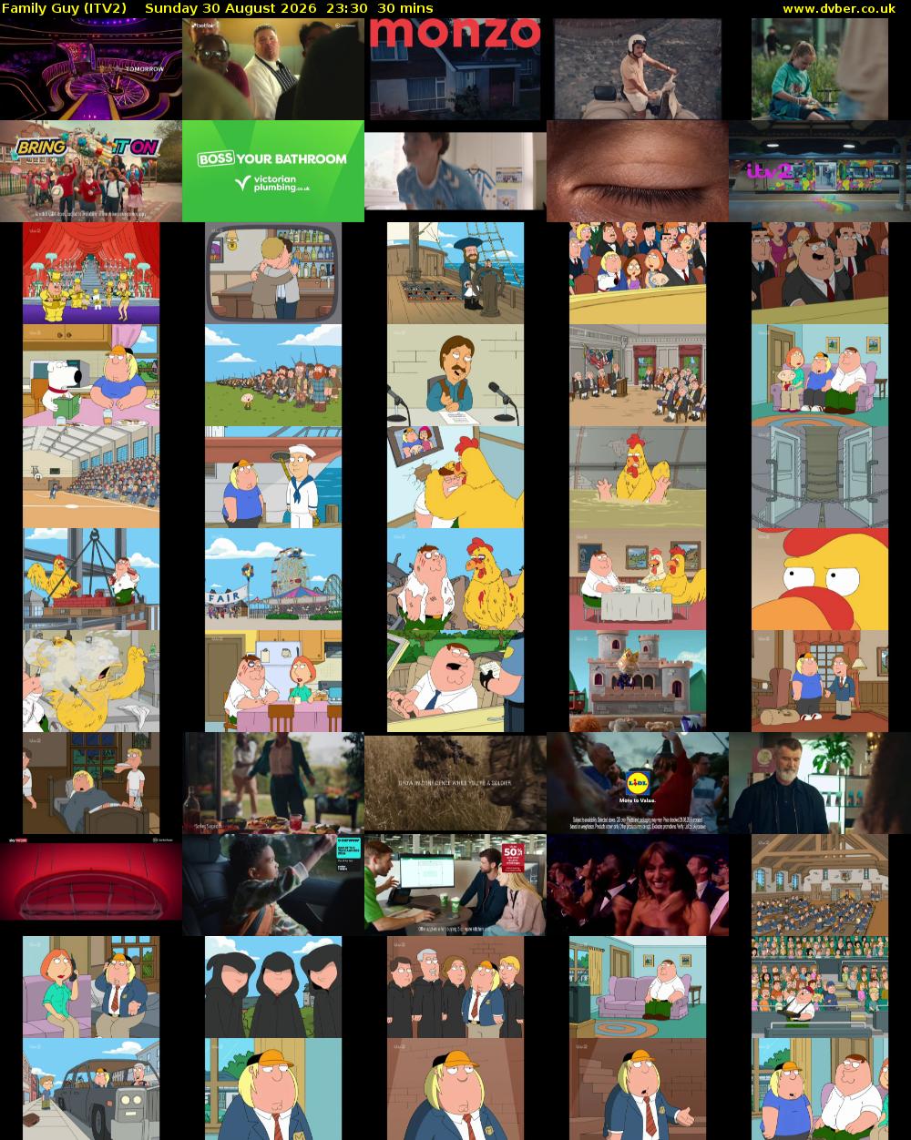 Family Guy (ITV2) Sunday 30 August 2026 23:30 - 00:00