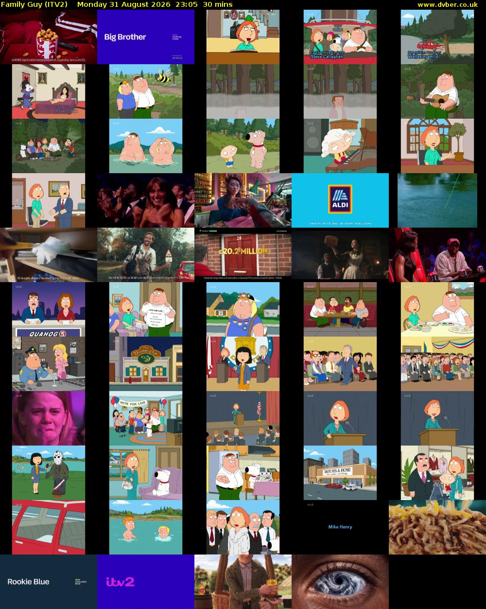 Family Guy (ITV2) Monday 31 August 2026 23:05 - 23:35