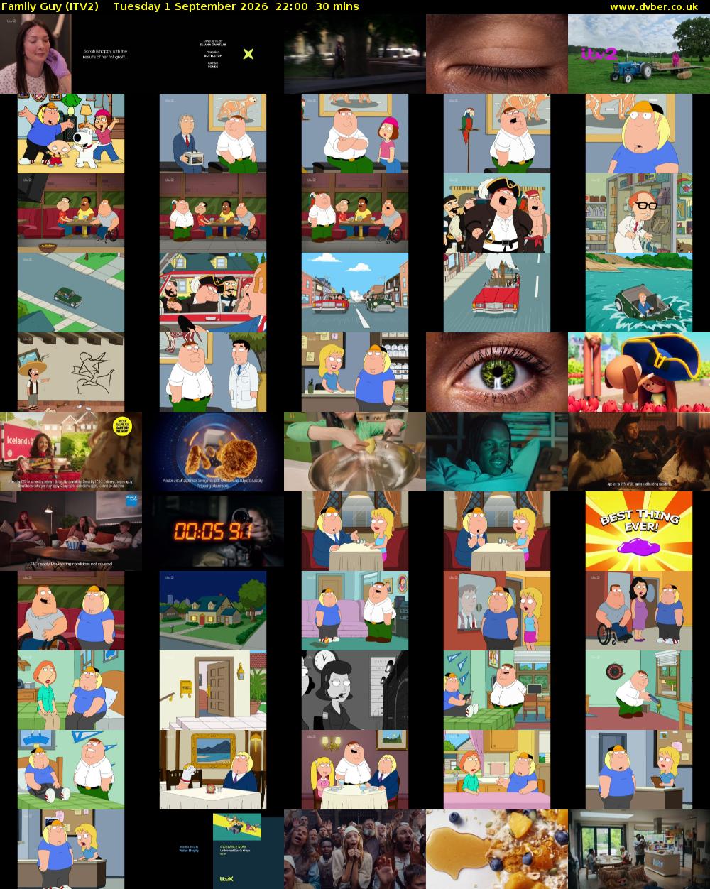 Family Guy (ITV2) Tuesday 1 September 2026 22:00 - 22:30