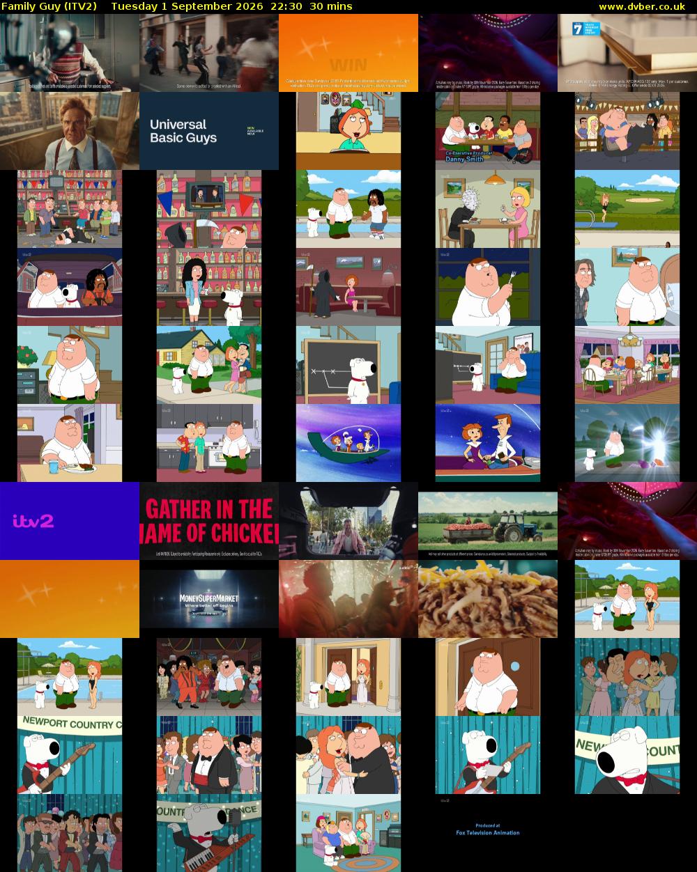 Family Guy (ITV2) Tuesday 1 September 2026 22:30 - 23:00