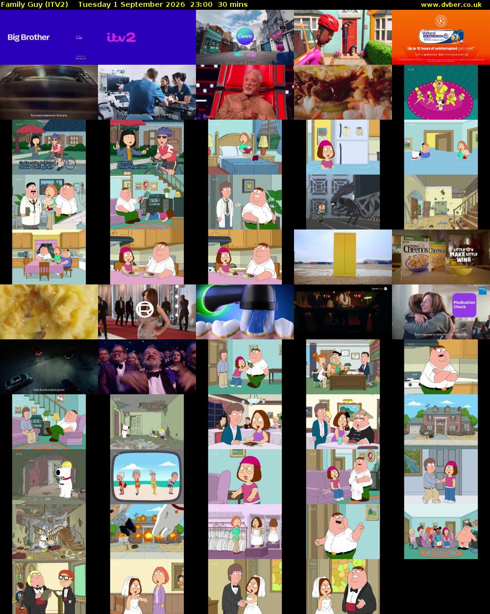 Family Guy (ITV2) Tuesday 1 September 2026 23:00 - 23:30