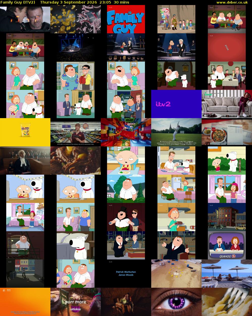Family Guy (ITV2) Thursday 3 September 2026 23:05 - 23:35
