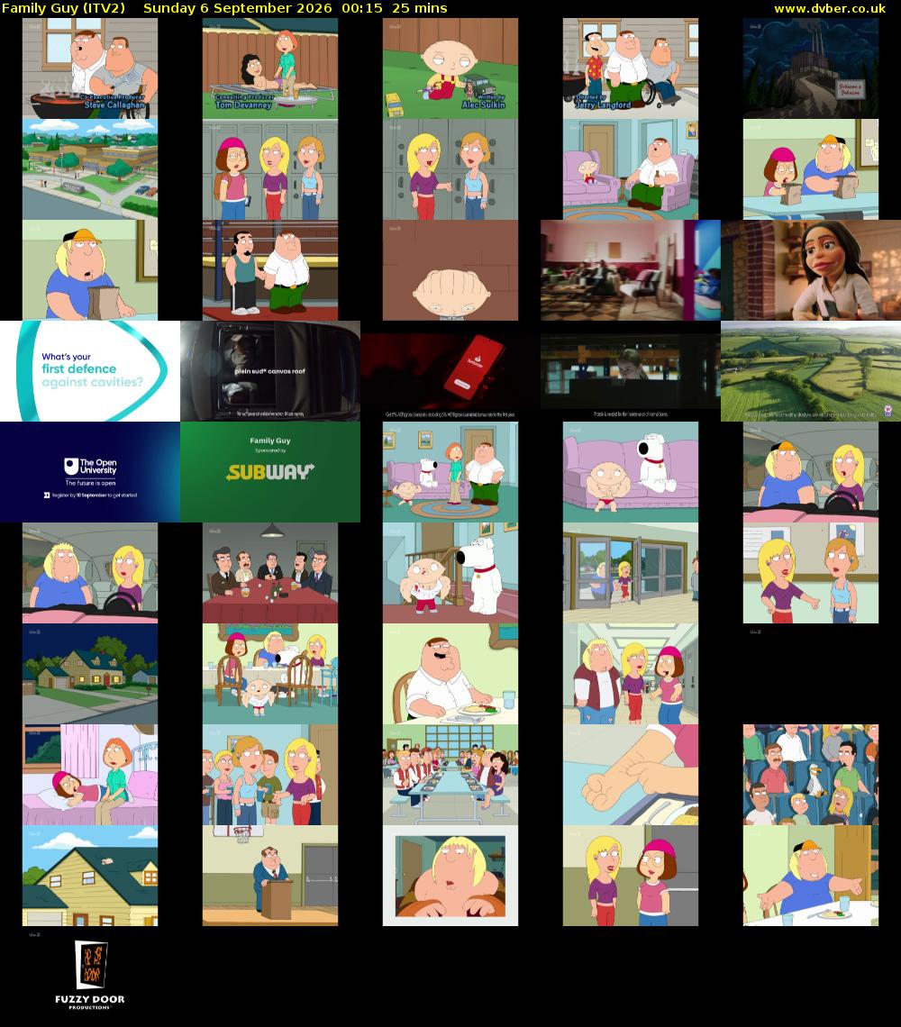 Family Guy (ITV2) Sunday 6 September 2026 00:15 - 00:40
