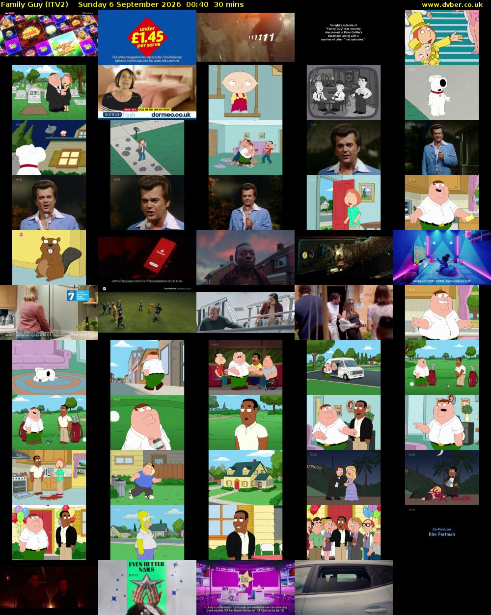 Family Guy (ITV2) Sunday 6 September 2026 00:40 - 01:10
