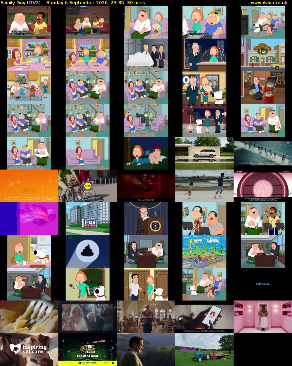 Family Guy (ITV2) Sunday 6 September 2026 23:35 - 00:05