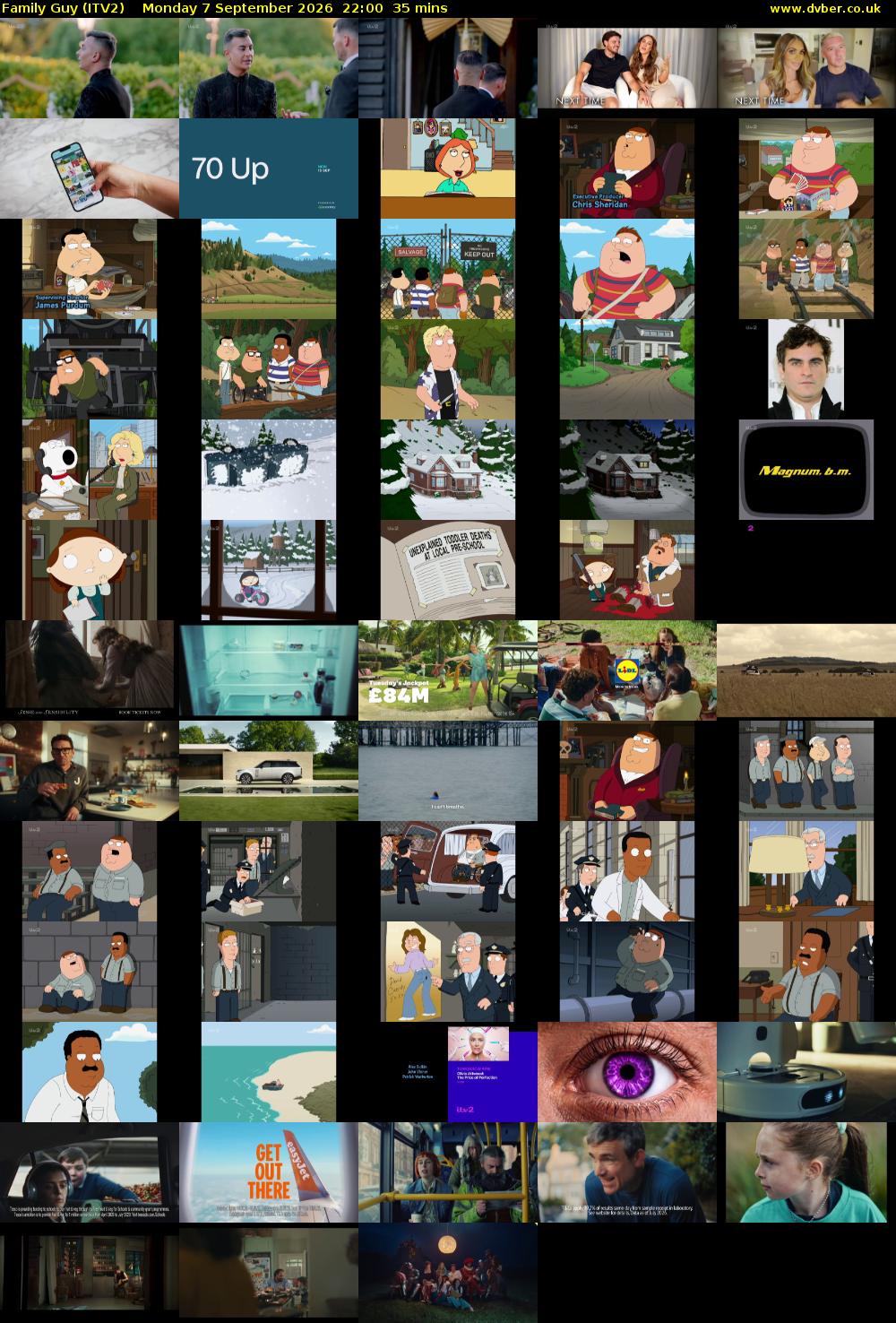 Family Guy (ITV2) Monday 7 September 2026 22:00 - 22:35