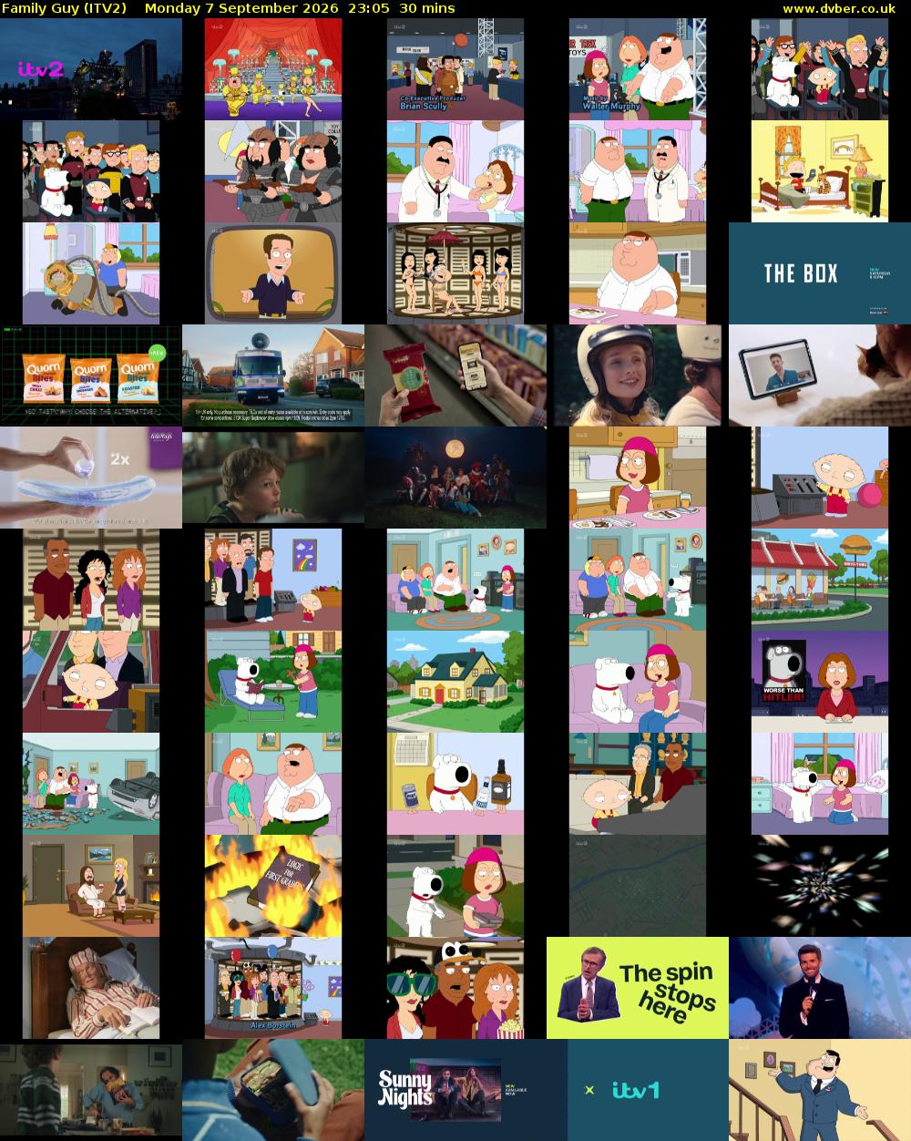 Family Guy (ITV2) Monday 7 September 2026 23:05 - 23:35