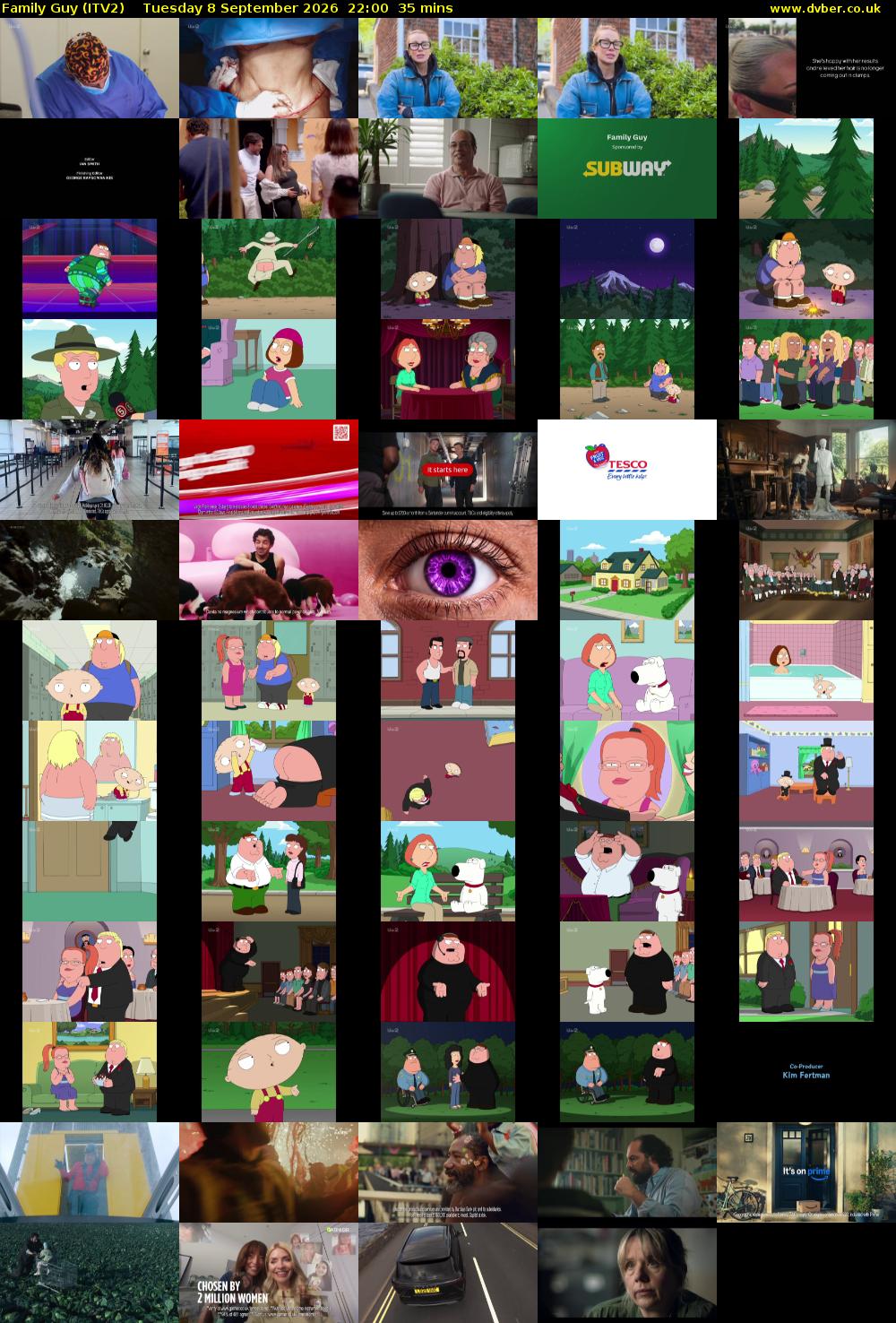Family Guy (ITV2) Tuesday 8 September 2026 22:00 - 22:35