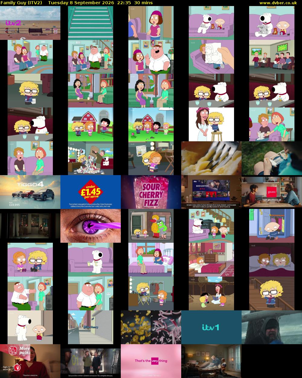 Family Guy (ITV2) Tuesday 8 September 2026 22:35 - 23:05