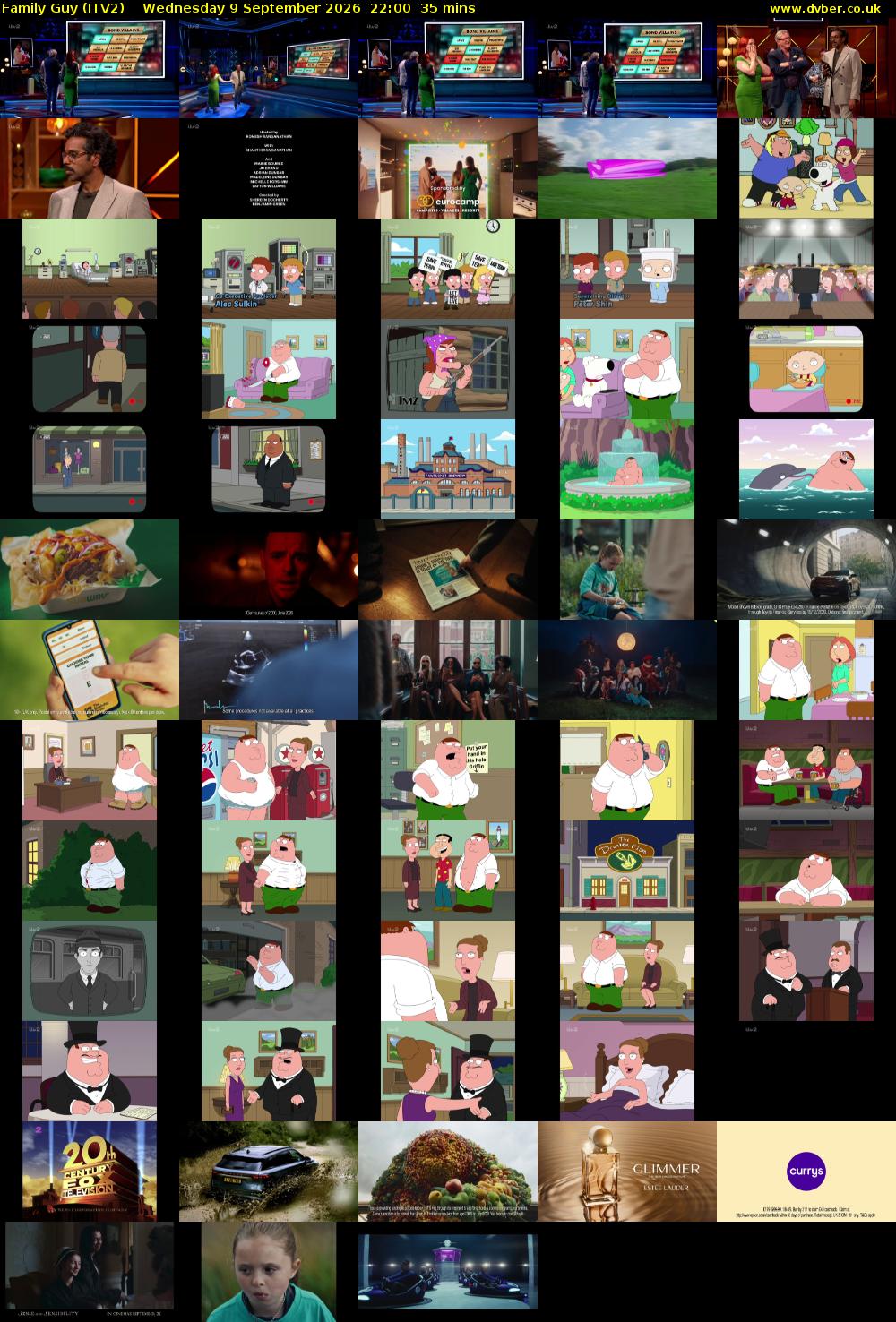 Family Guy (ITV2) Wednesday 9 September 2026 22:00 - 22:35