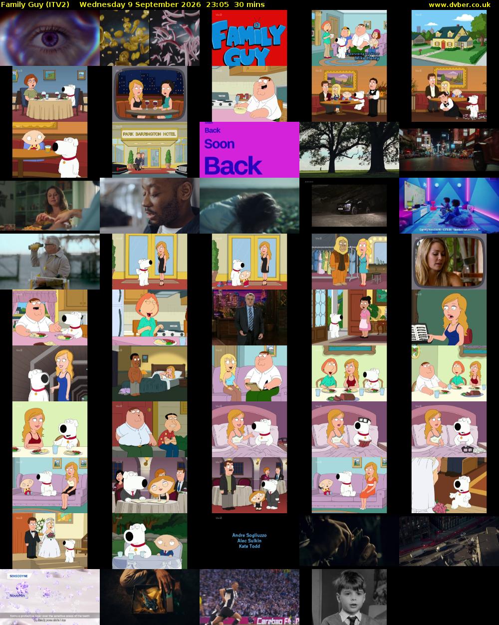 Family Guy (ITV2) Wednesday 9 September 2026 23:05 - 23:35