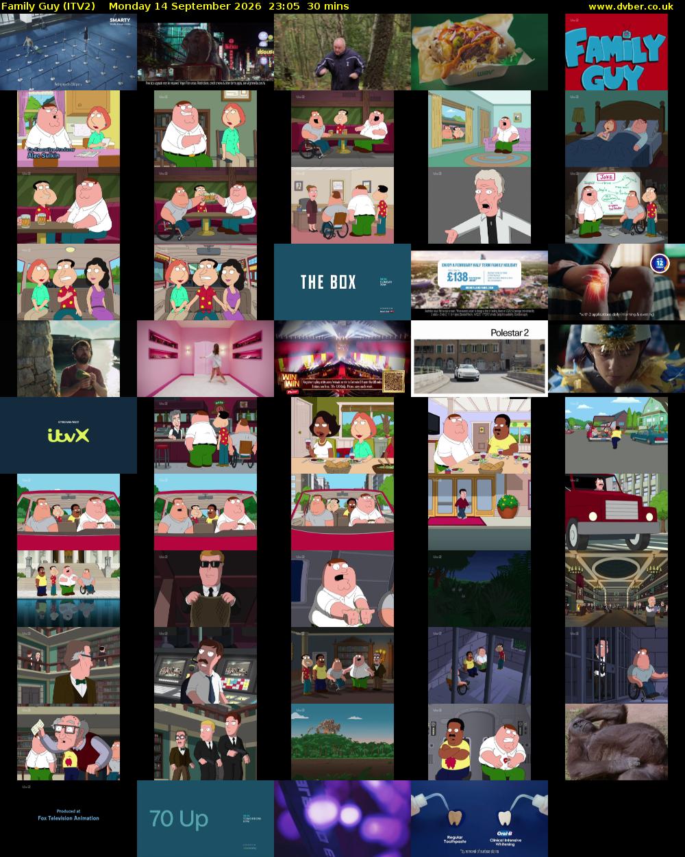 Family Guy (ITV2) Monday 14 September 2026 23:05 - 23:35