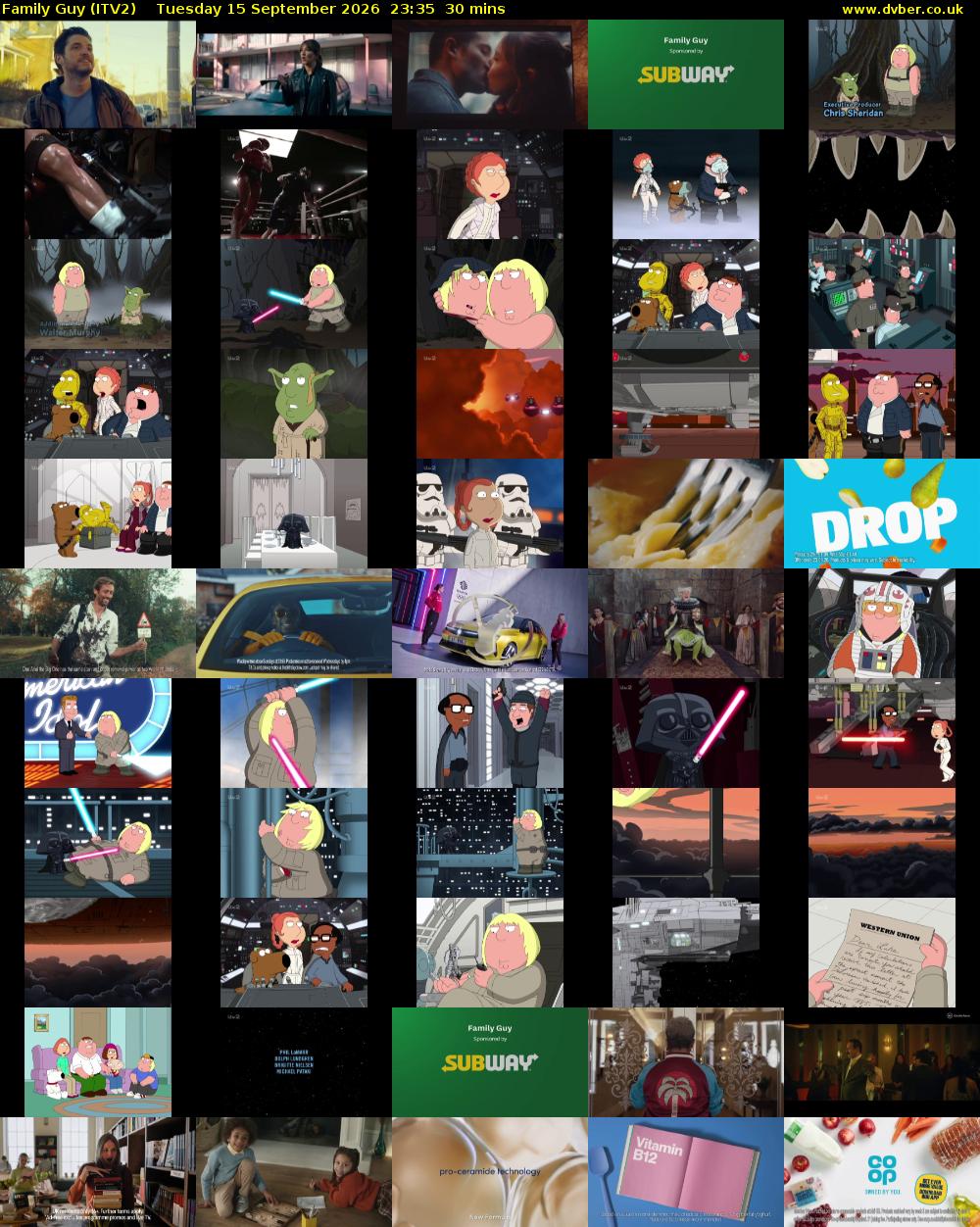 Family Guy (ITV2) Tuesday 15 September 2026 23:35 - 00:05