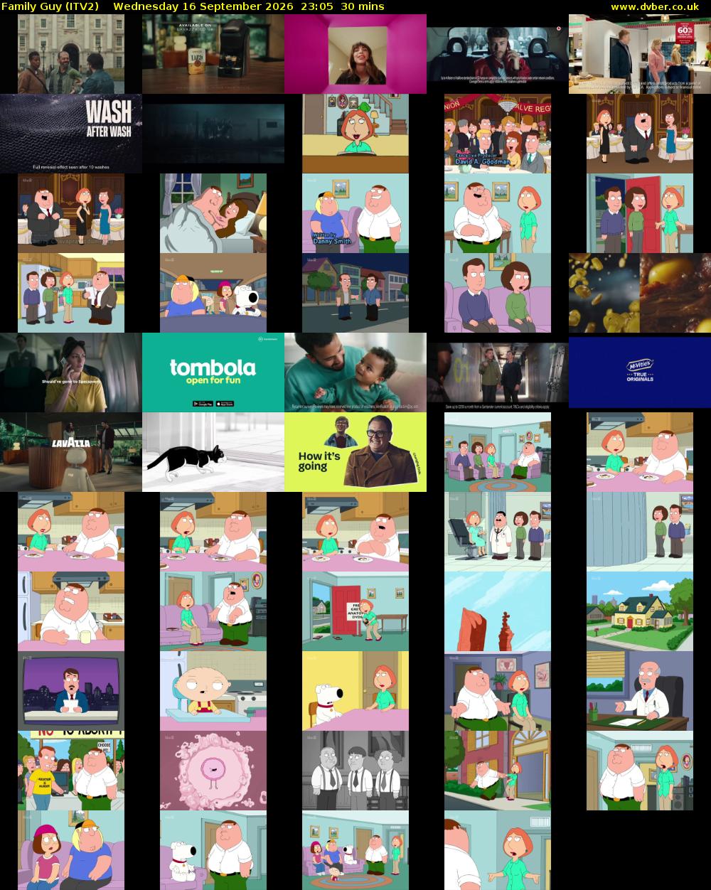 Family Guy (ITV2) Wednesday 16 September 2026 23:05 - 23:35