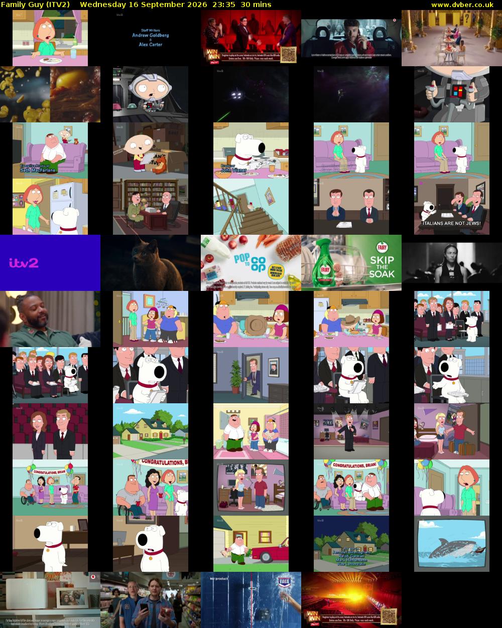Family Guy (ITV2) Wednesday 16 September 2026 23:35 - 00:05