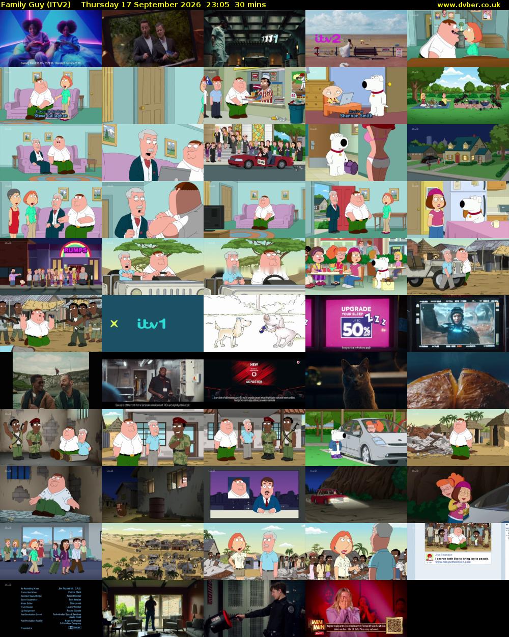 Family Guy (ITV2) Thursday 17 September 2026 23:05 - 23:35
