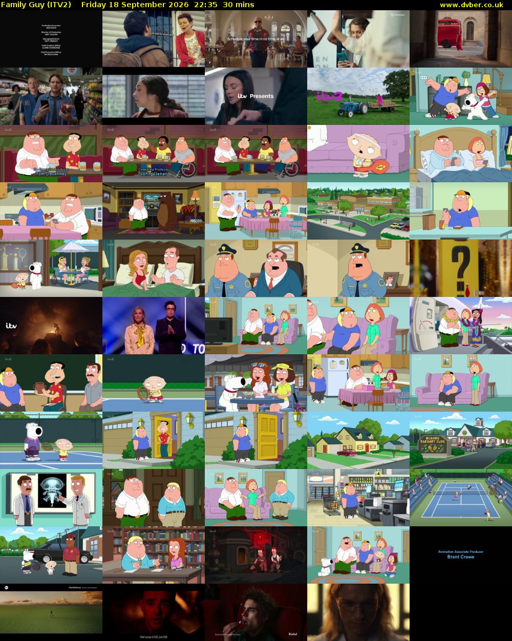 Family Guy (ITV2) Friday 18 September 2026 22:35 - 23:05