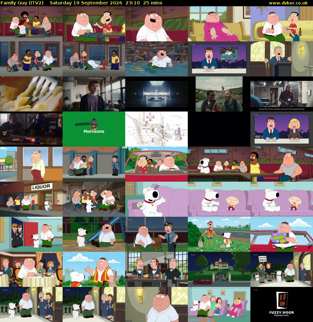 Family Guy (ITV2) Saturday 19 September 2026 23:10 - 23:35