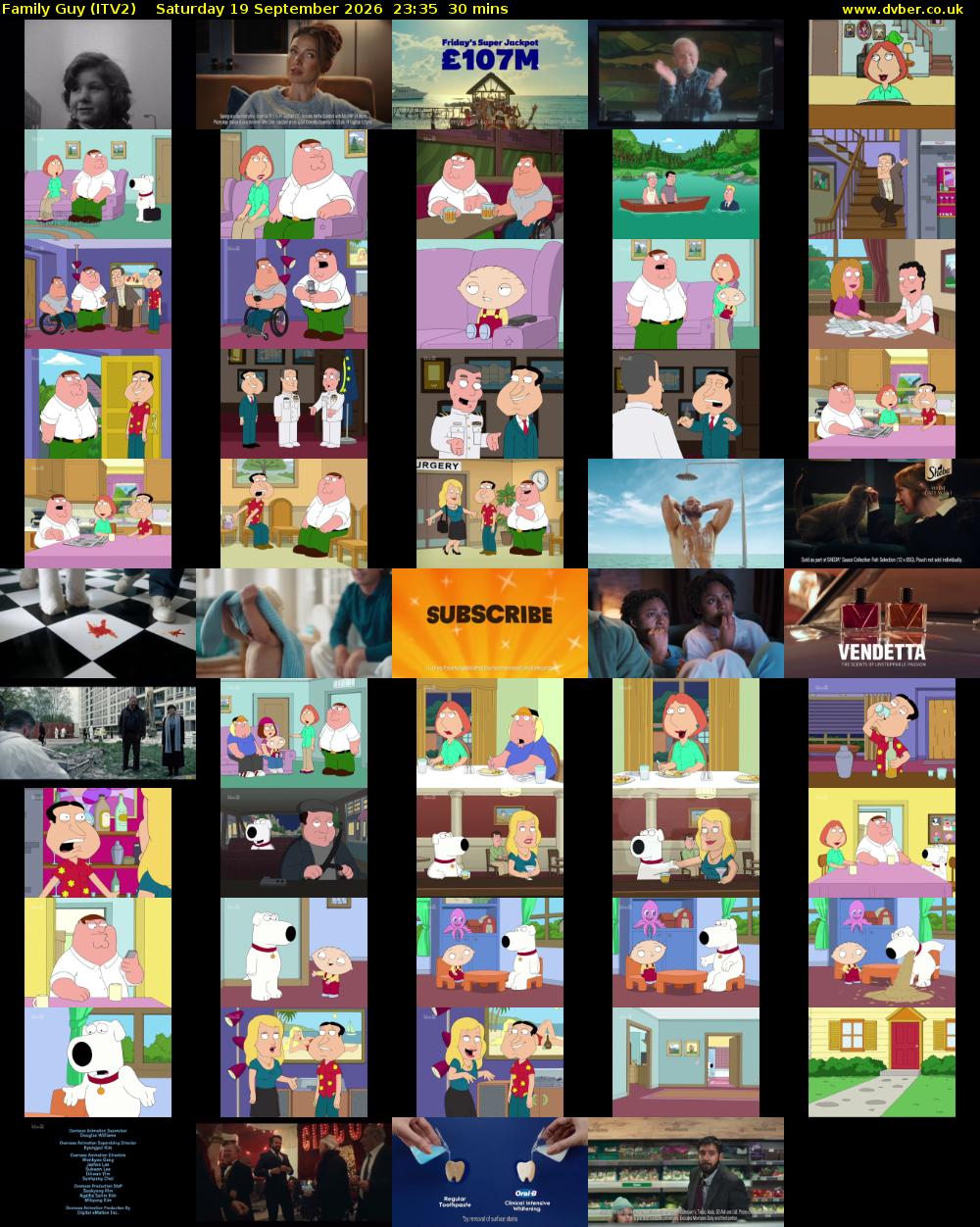 Family Guy (ITV2) Saturday 19 September 2026 23:35 - 00:05
