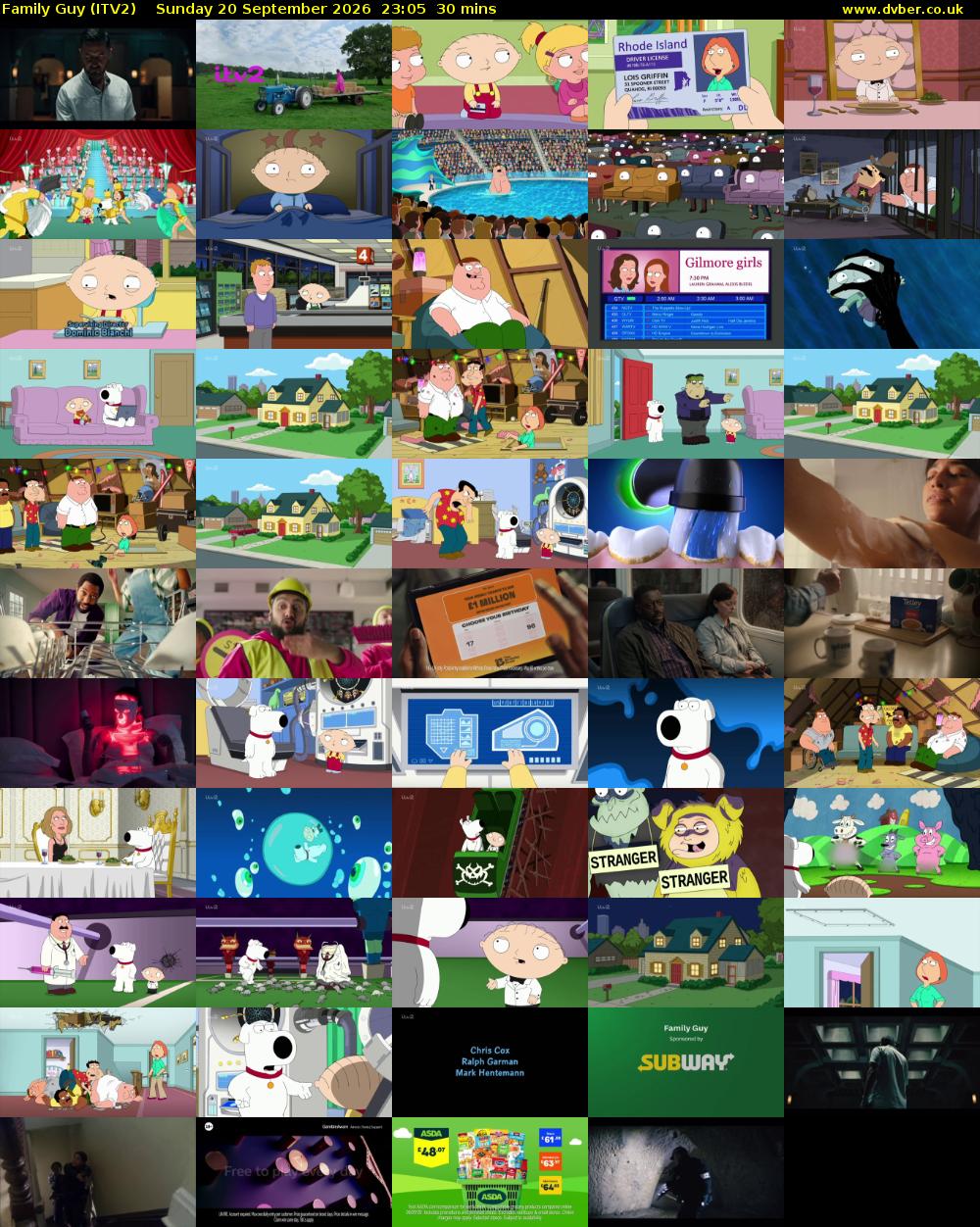 Family Guy (ITV2) Sunday 20 September 2026 23:05 - 23:35
