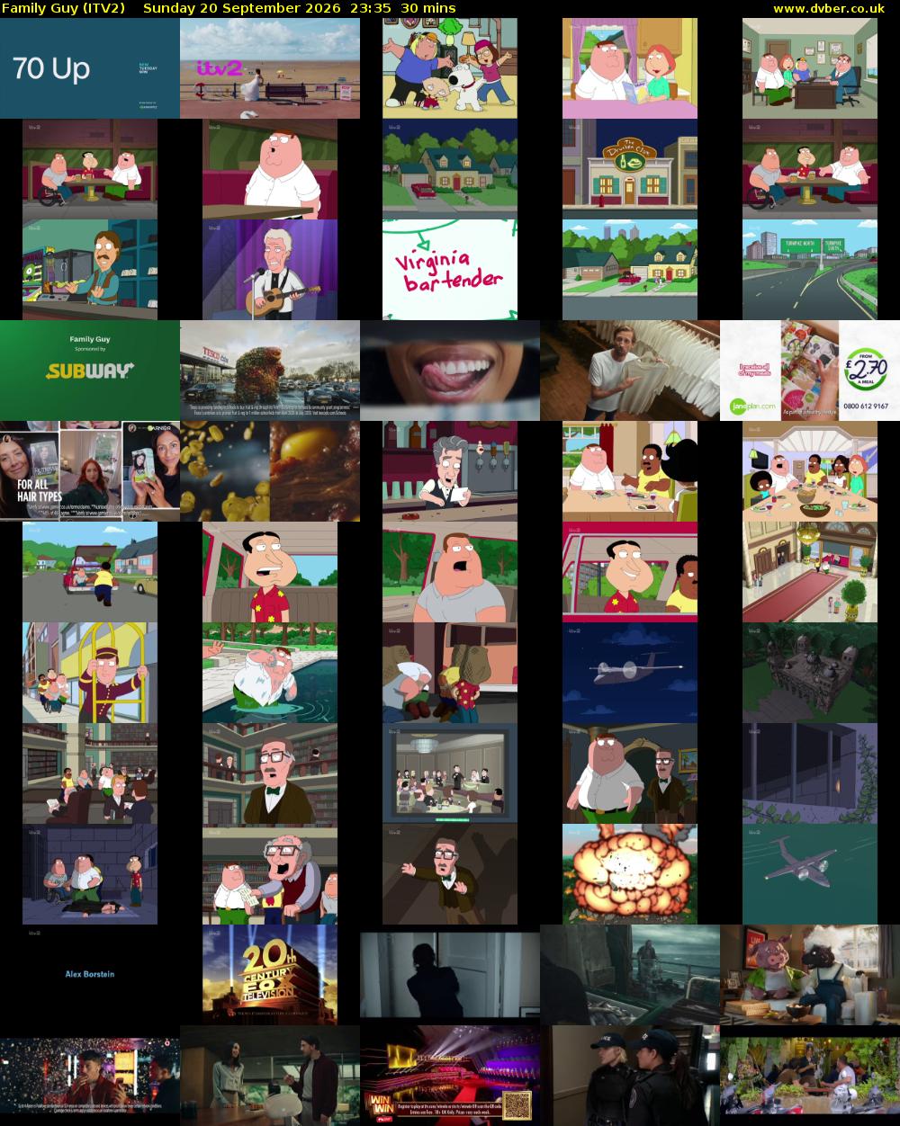 Family Guy (ITV2) Sunday 20 September 2026 23:35 - 00:05