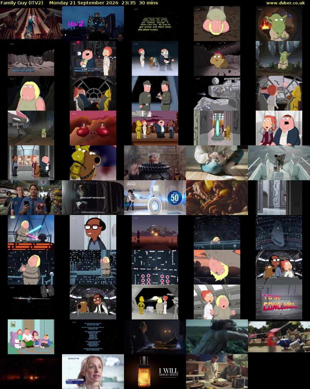 Family Guy (ITV2) Monday 21 September 2026 23:35 - 00:05